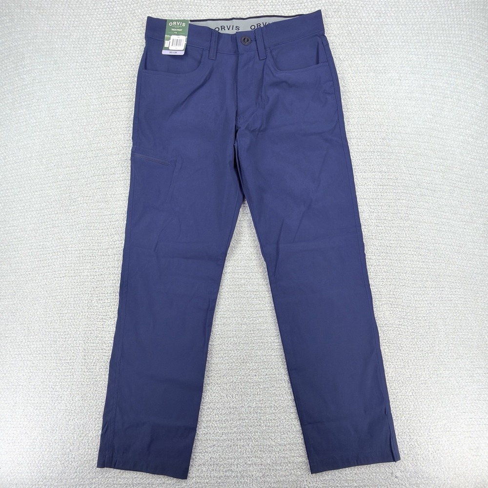 NWT Orvis Tech Pants Mens 30x30 Blue Stretch Water Resistant Hiking Travel